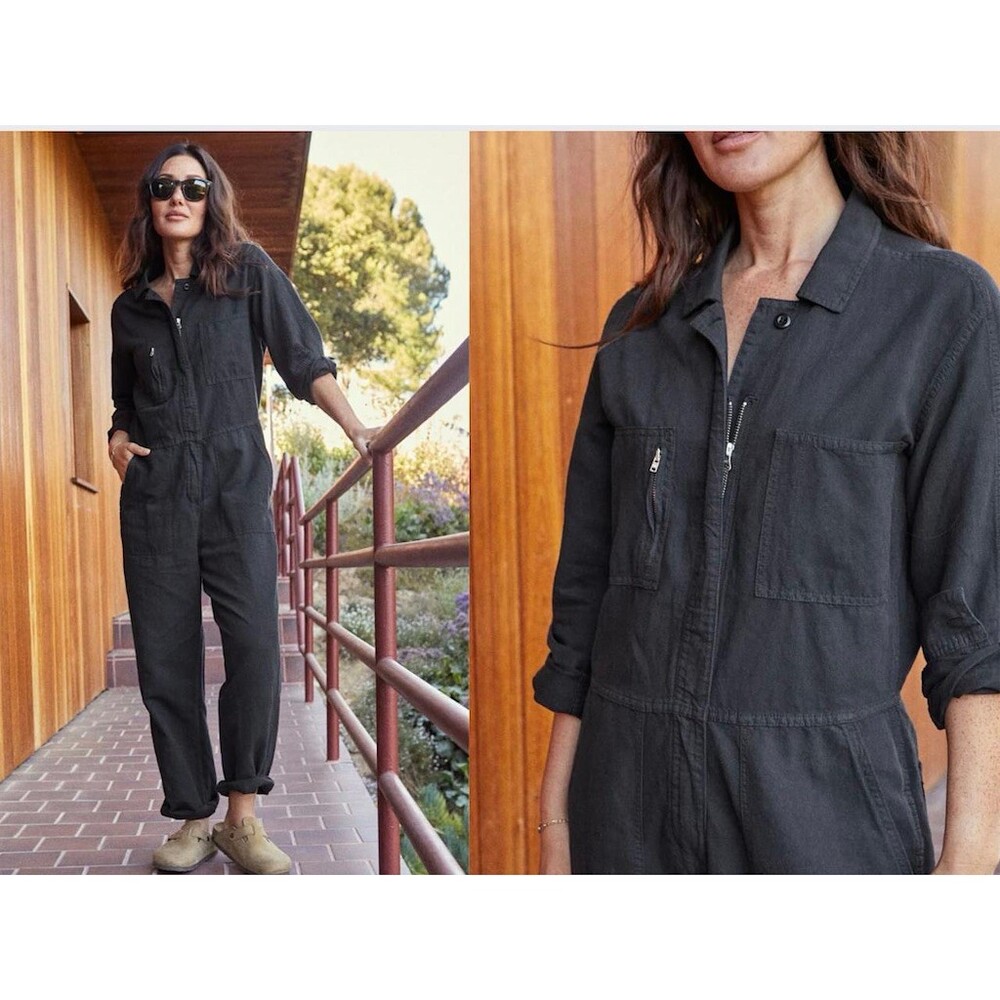 Outerknown Coverall Jumpsuit Womens Size XS Black Utility Zip Front